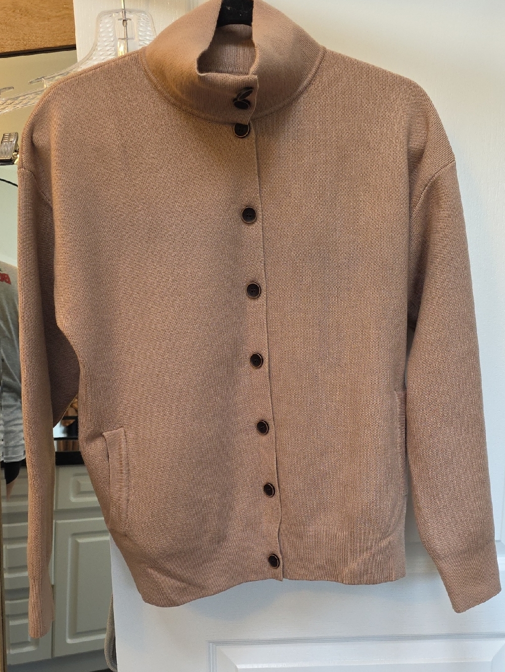 Tan Button-Front Women's Cardigan